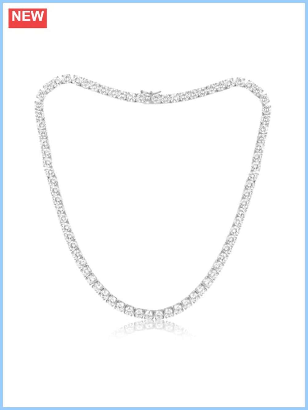 5mm Cubic Zirconia Tennis Necklace 18K White Gold Plated 4 Prong Chain